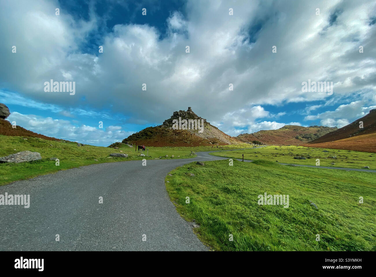 Malerische Felsformationen im Valley of Rocks in North Devon Stockfoto