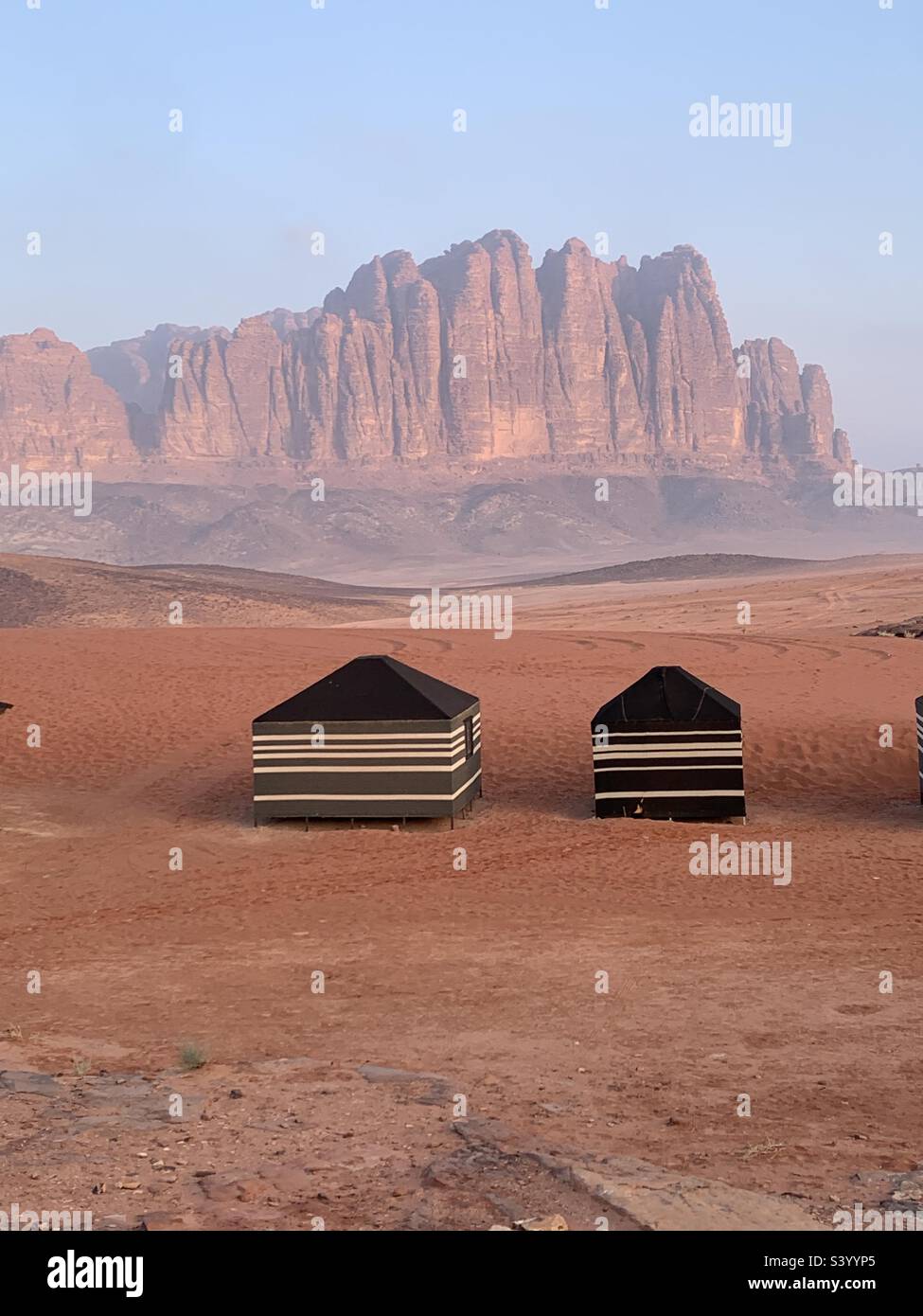 Zelte im wadi Rum Wüstenlager Jordanien Stockfoto