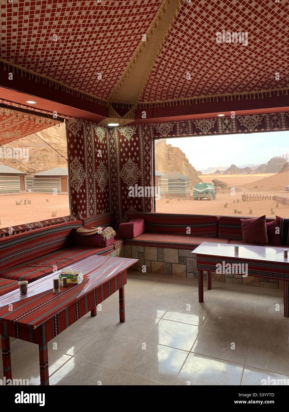 Wüstencamp in wadi Rum Jordan Stockfoto