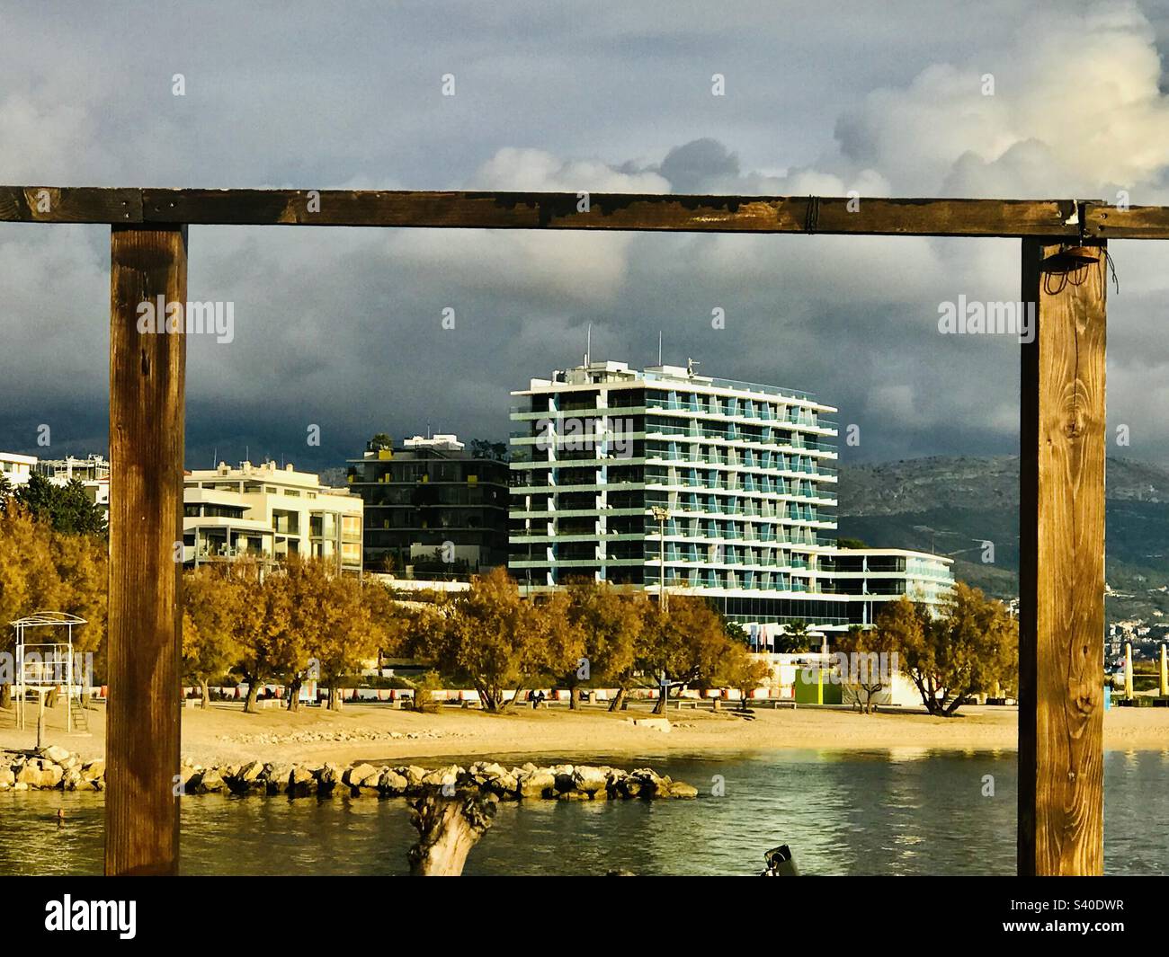 Das Amfora Hotel in Split, Kroatien - Smartphone-aufgenommenes Stockfoto