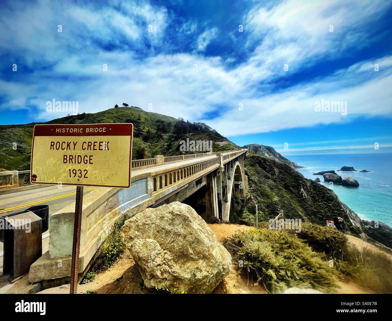 Rocky Creek Bridge, Route 1, Pacific Coast Highway, Kalifornien Stockfoto