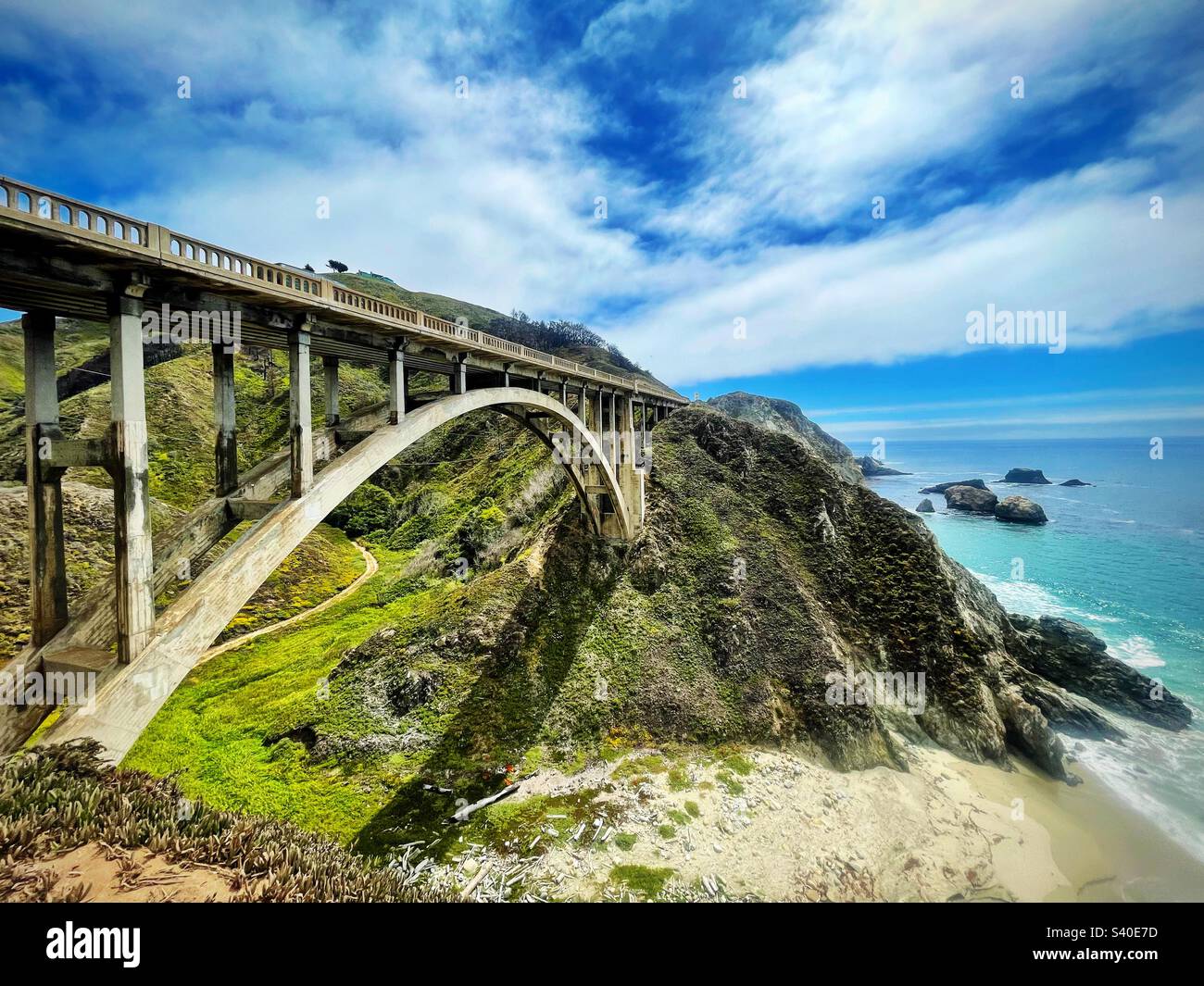 Rocky Creek Bridge, Route 1, Pacific Coast Highway, Kalifornien Stockfoto