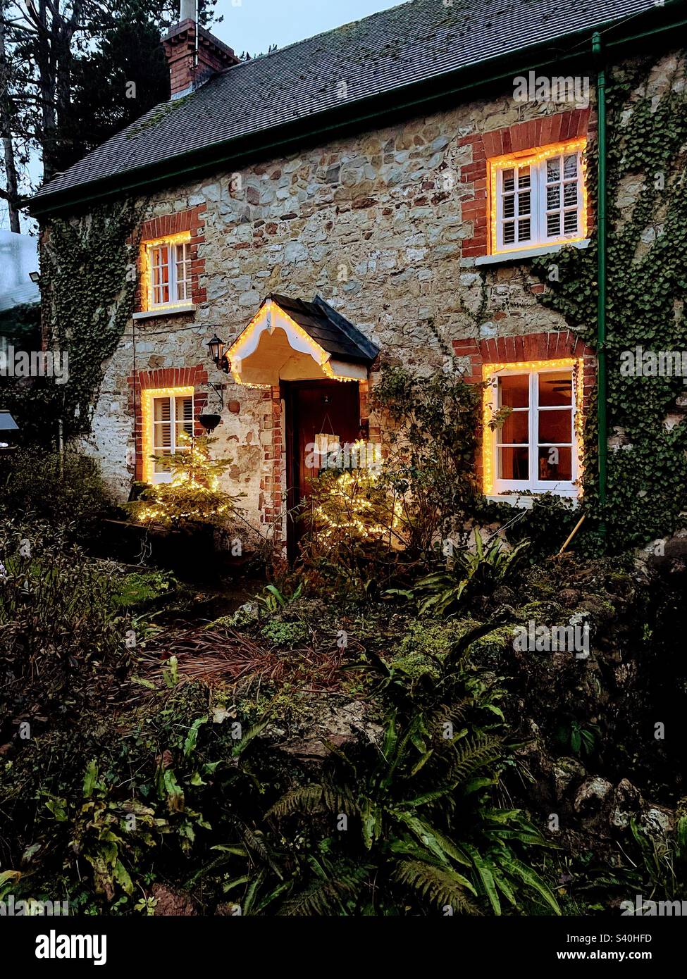 Ein walisisches Ferienhaus zu Weihnachten - Smartphone-aufgenommenes Stockfoto
