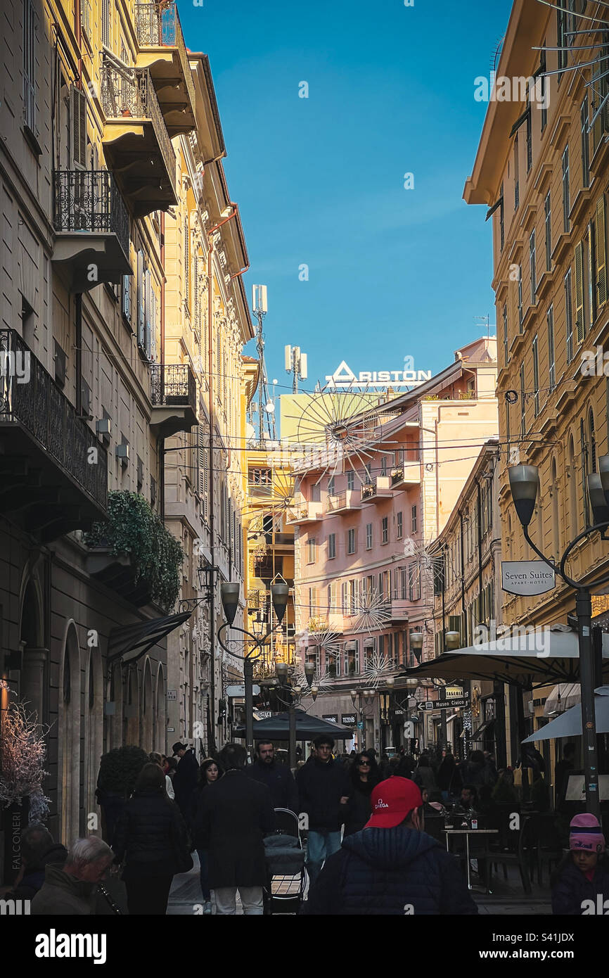 Sanremo Cinema Street Stockfoto