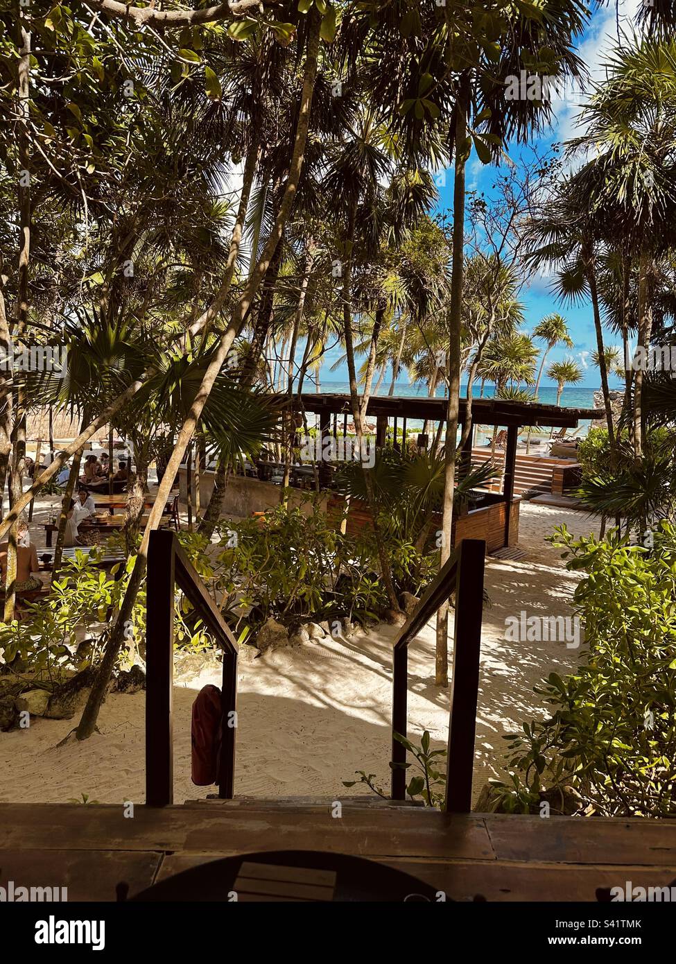 Urlaub in Tulum Beach, Tulum, Mexiko - Smartphone-aufgenommenes Stockfoto