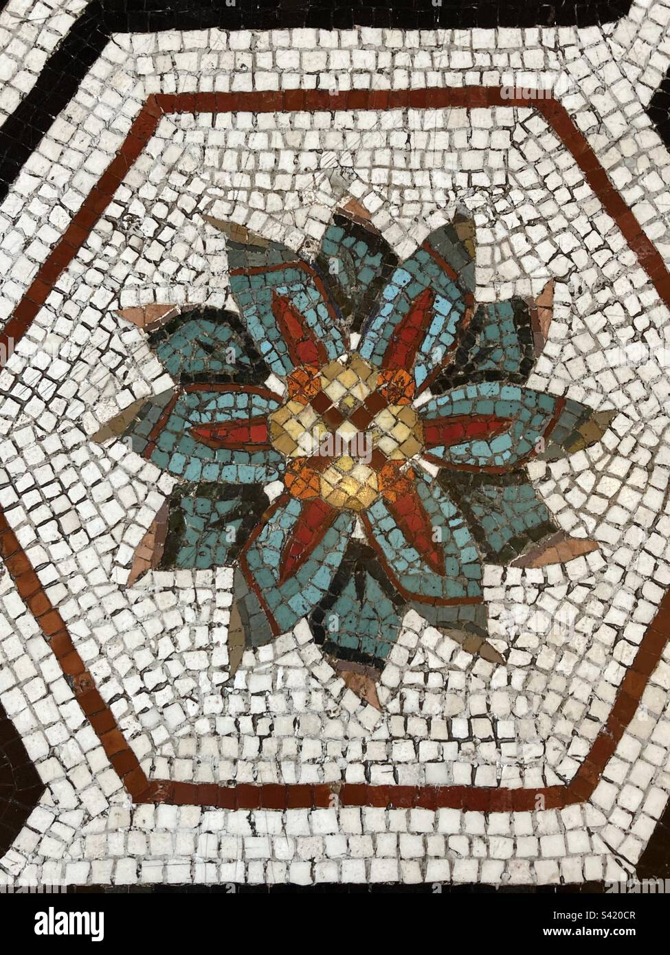 Mosaikbodenfliesen, Holkham, Norfolk Stockfoto