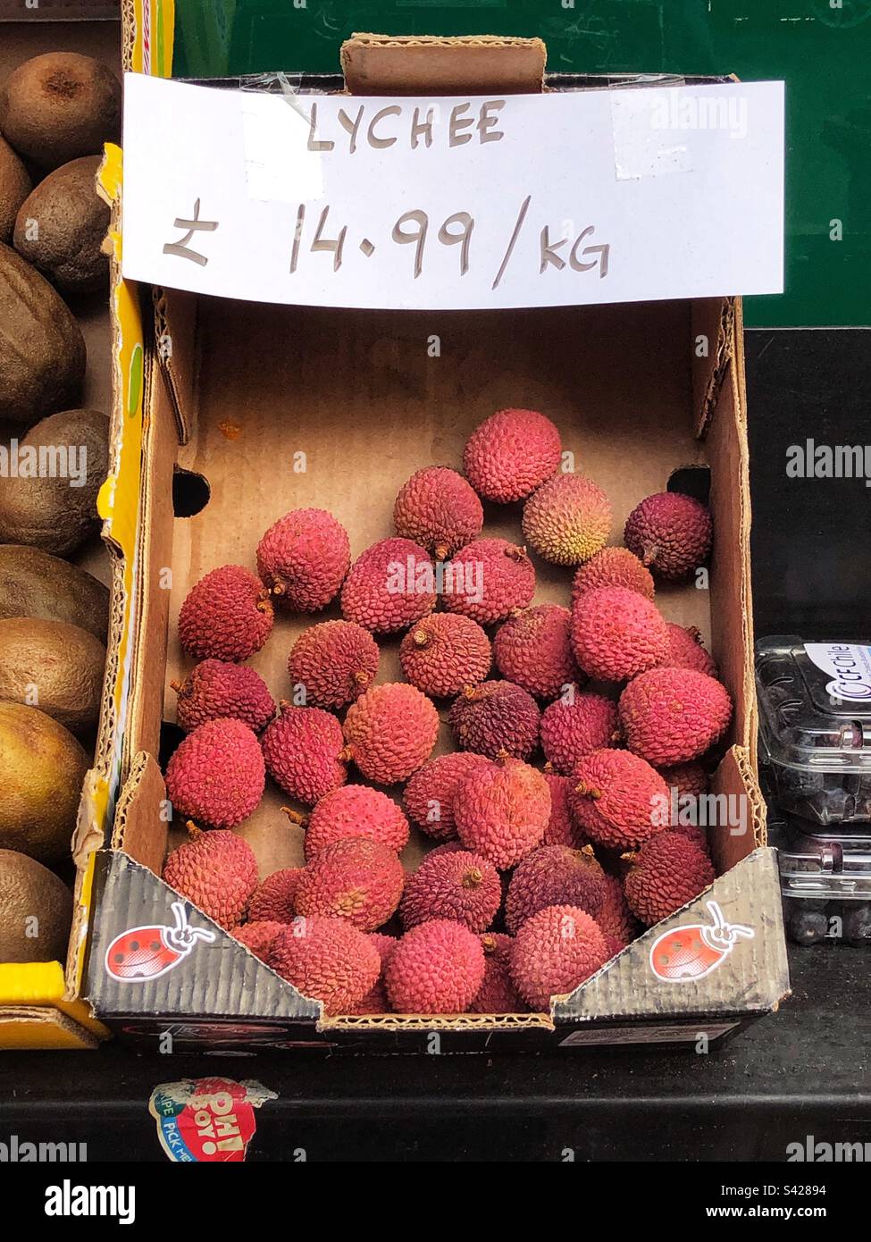 Lychee ist im Supermarkt zu teuer Stockfoto