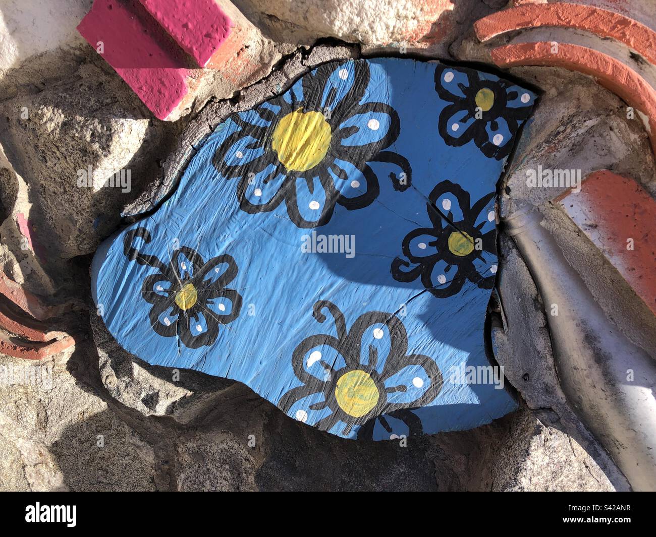 Geblümter Stein. Stockfoto