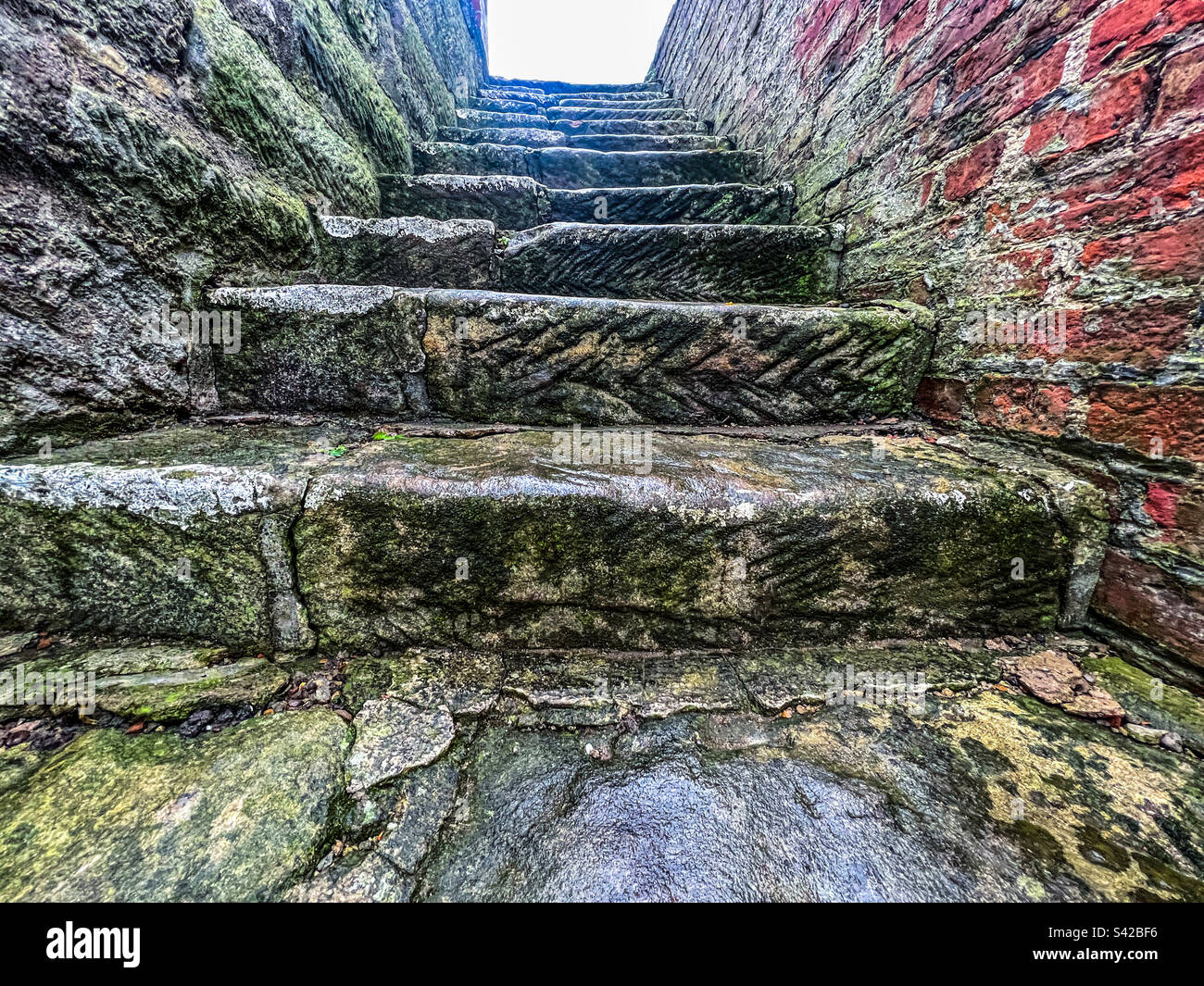 Alte Betontreppen und -Stufen Stockfoto