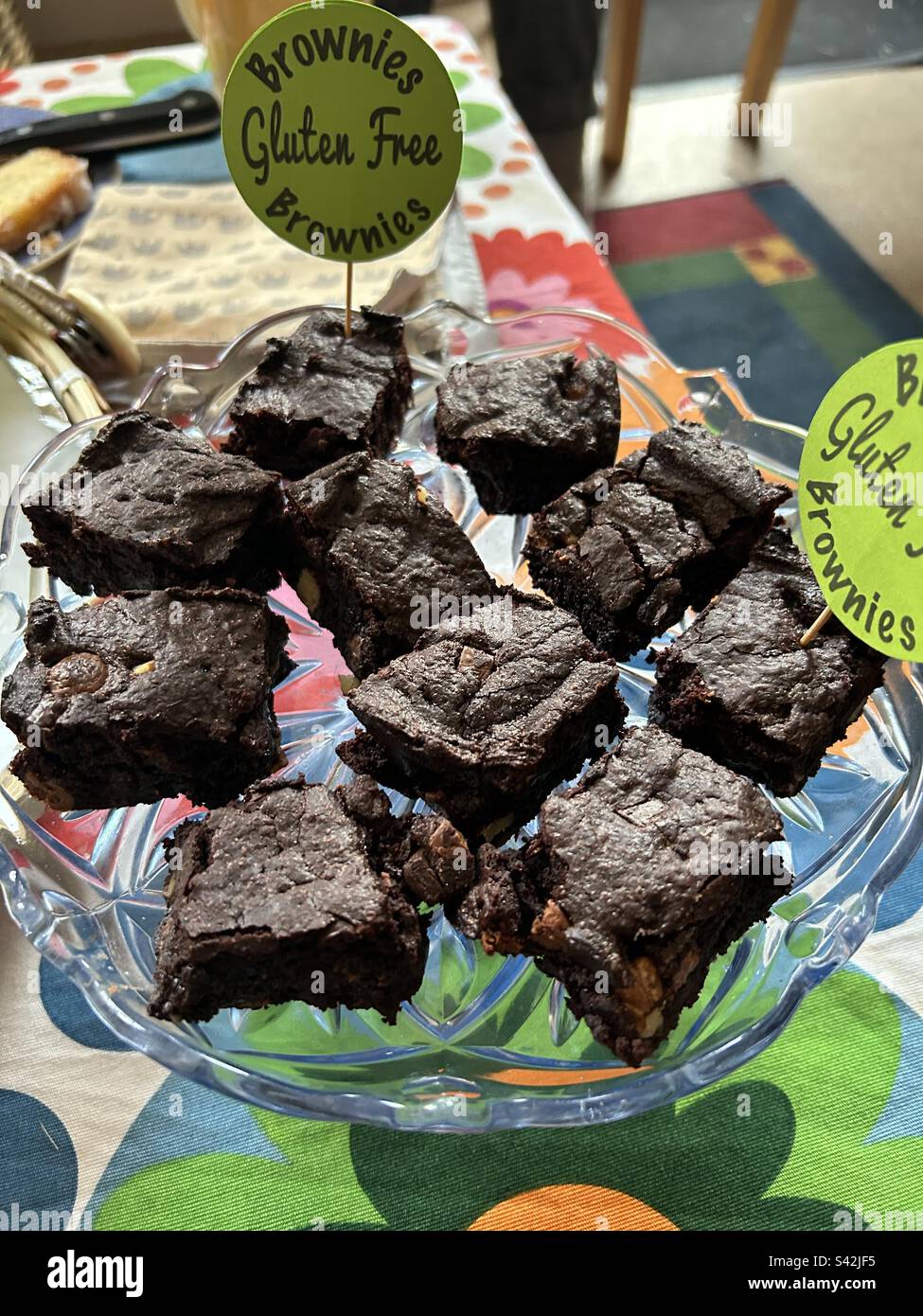 Glutenfreie Schokoladenbrownies Stockfoto