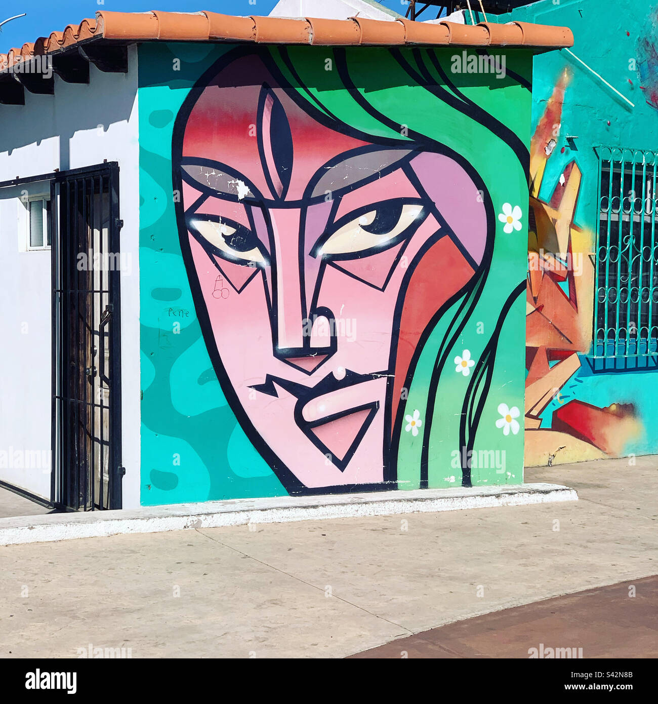 Wandmalerei, Ensenada, Baja California, Mexiko - Smartphone-aufgenommenes Stockfoto