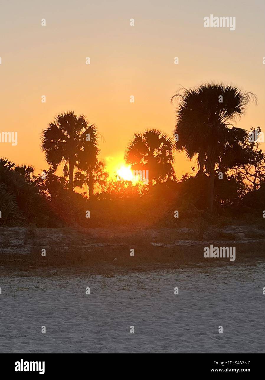 Sonnenuntergang am Clearwater Beach. Stockfoto