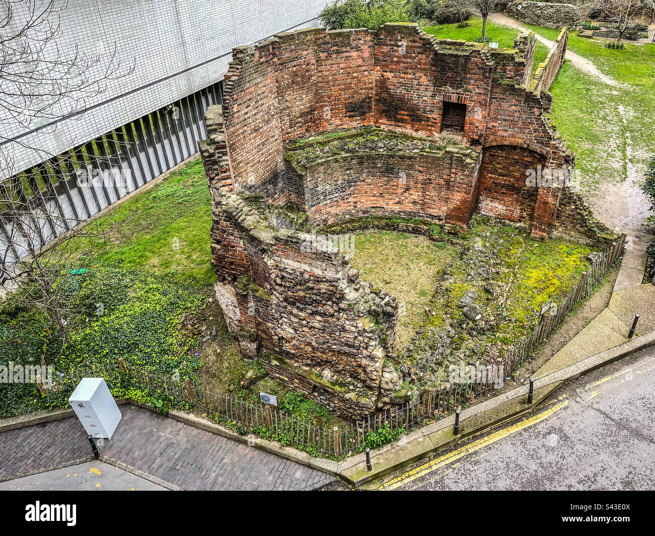 Römische Mauer, London Stockfoto