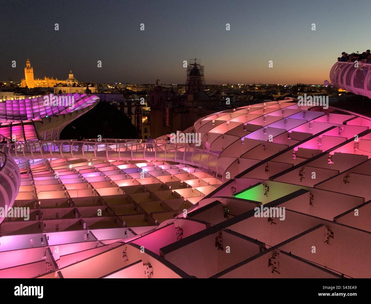 Setas de Sevilla metropol Sonnenschirm-Lichtshow Stockfoto