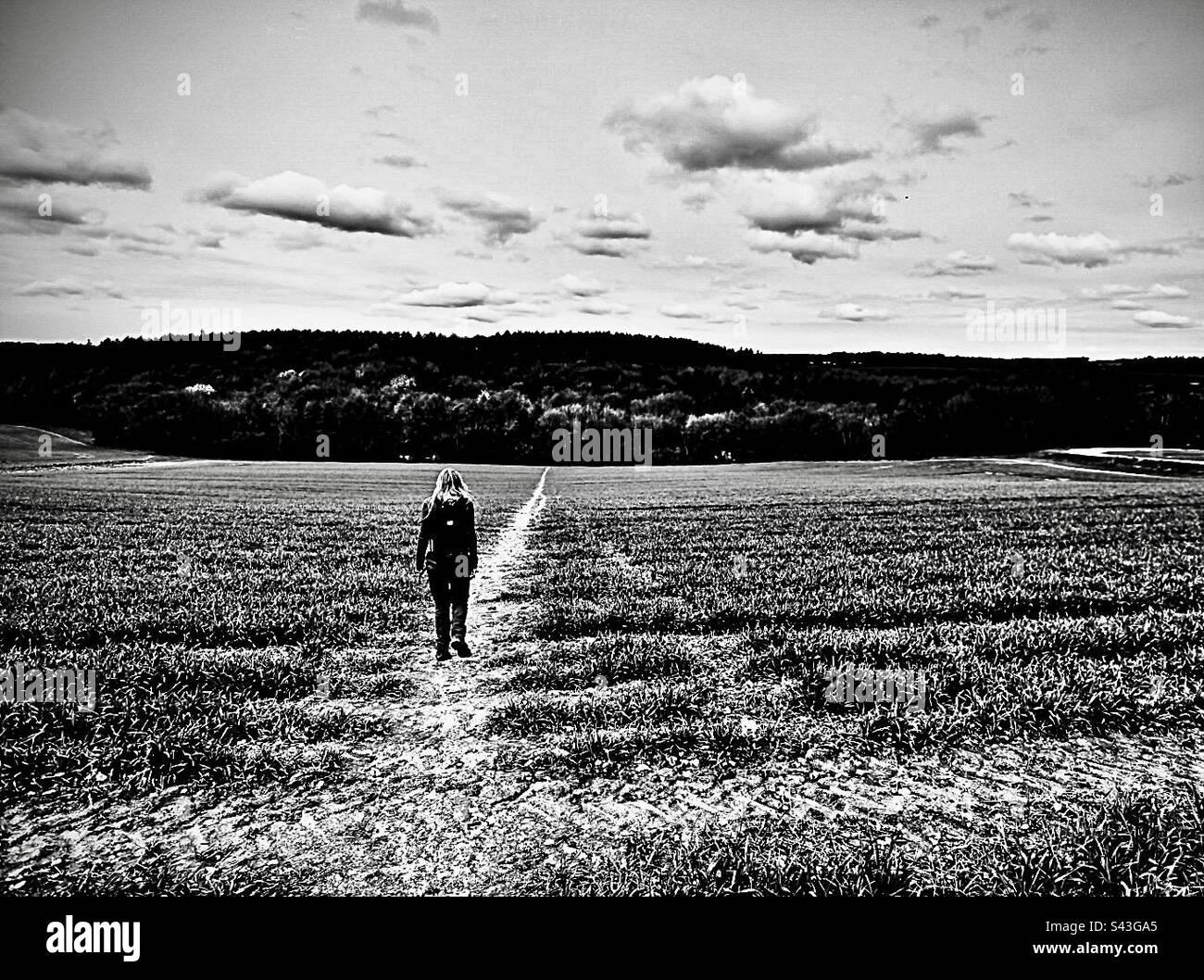 Wandern in der Natur - Smartphone-aufgenommenes Stockfoto