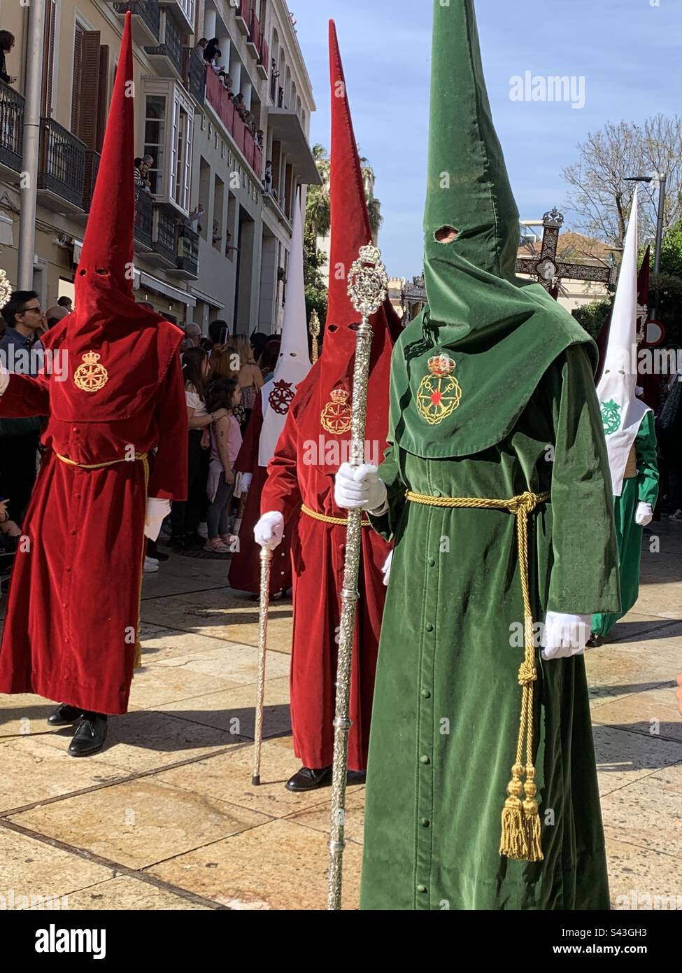 Semana Santa Prozession Malaga Stockfoto