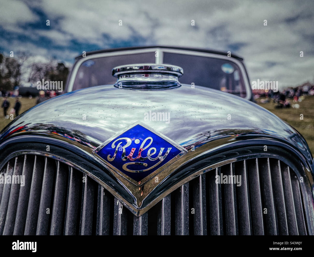 Vintage Riley auf der Singleton Park Vintage Car Show, 1. Mai 2023. Swansea, wales, vereinigtes königreich - Smartphone-aufgenommenes Stockfoto