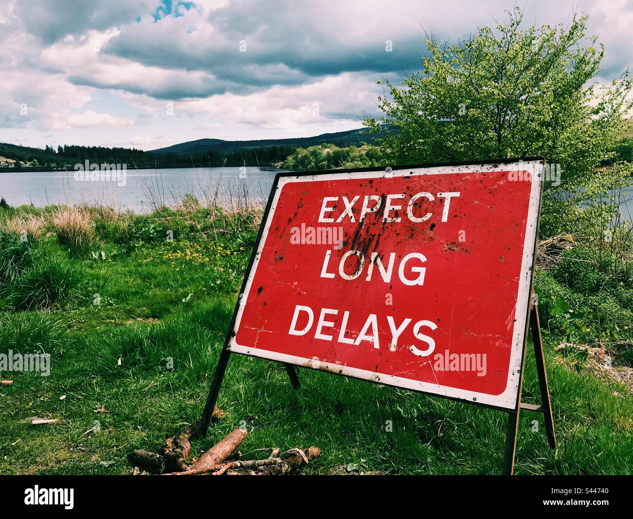 In Wilderness, Schottland, erwarten Sie lange Verspätungen. Stockfoto