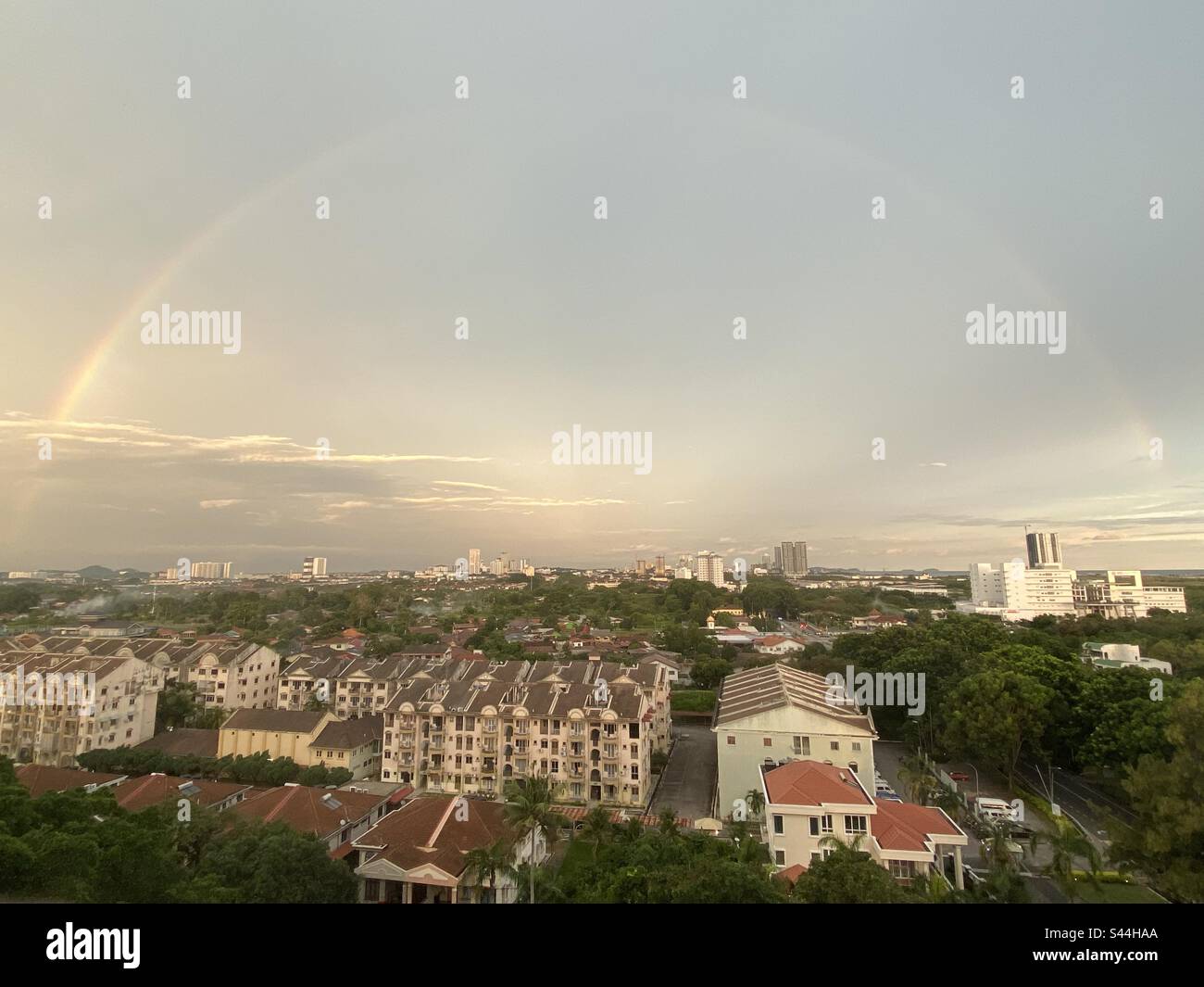 Regenbogenhimmel in der Heimatstadt Malakka Stockfoto