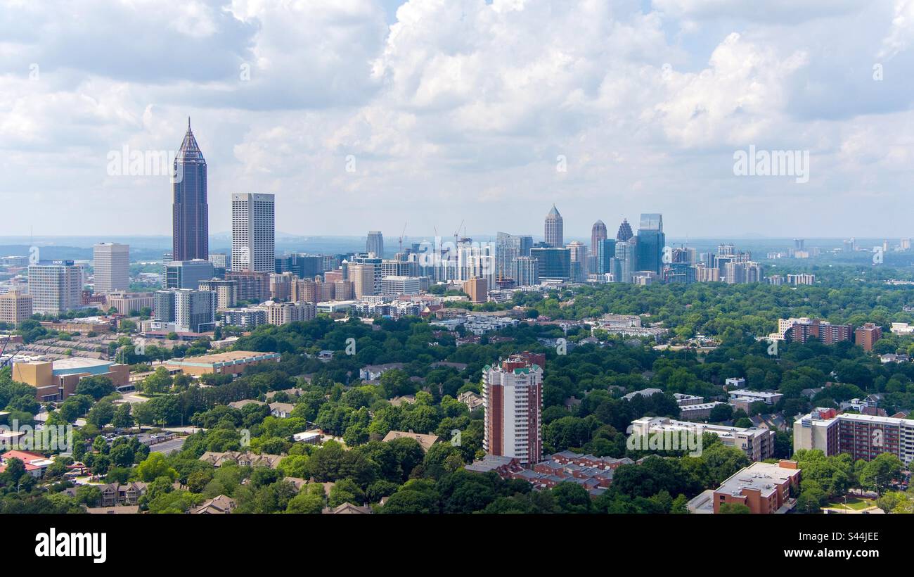 Die Skyline von Atlanta, Georgia, aus der Vogelperspektive Stockfoto