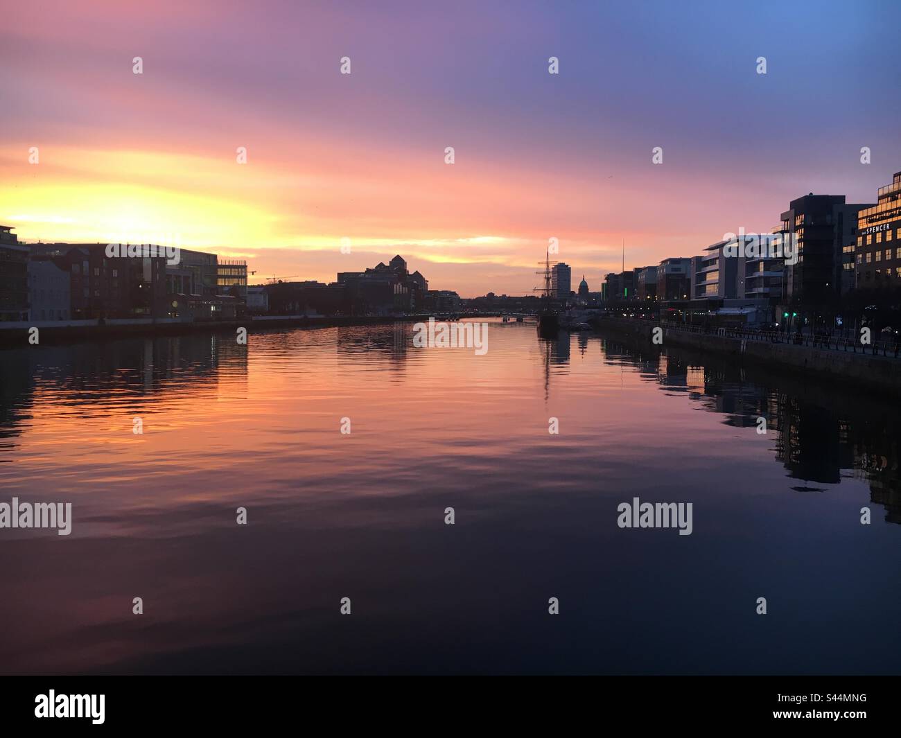 Sunset Dublin Docklands Stockfoto