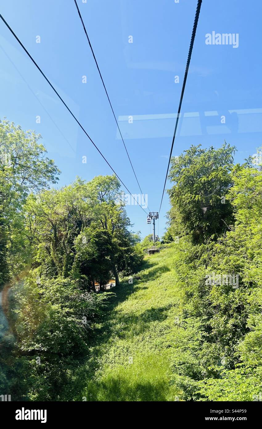 Höhen der Abraham-Seilbahn-Riemenscheiben Stockfoto