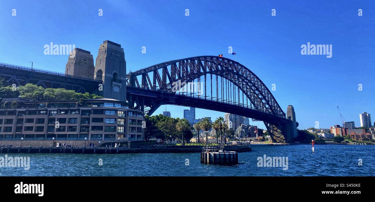 Panoramablick auf die Hafenbrücke von Sydney Stockfoto
