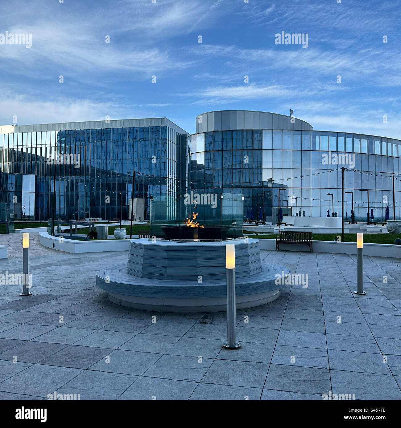 Feuerstelle, Ocean Resort mit Casino, Atlantic City, New Jersey, United States - Smartphone-aufgenommenes Stockfoto