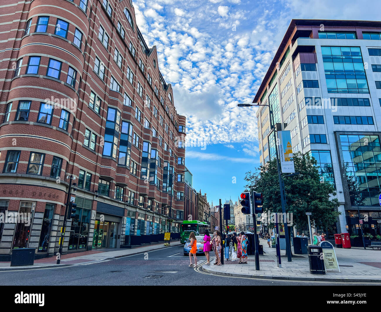 Abends an einem Samstag in Leeds Stockfoto
