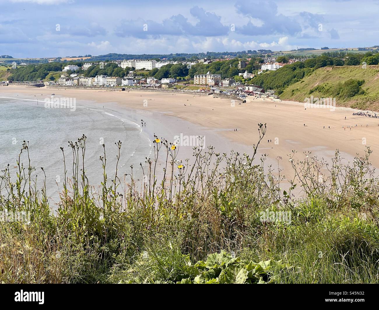 Die Küstenstadt Filey - Smartphone-aufgenommenes Stockfoto