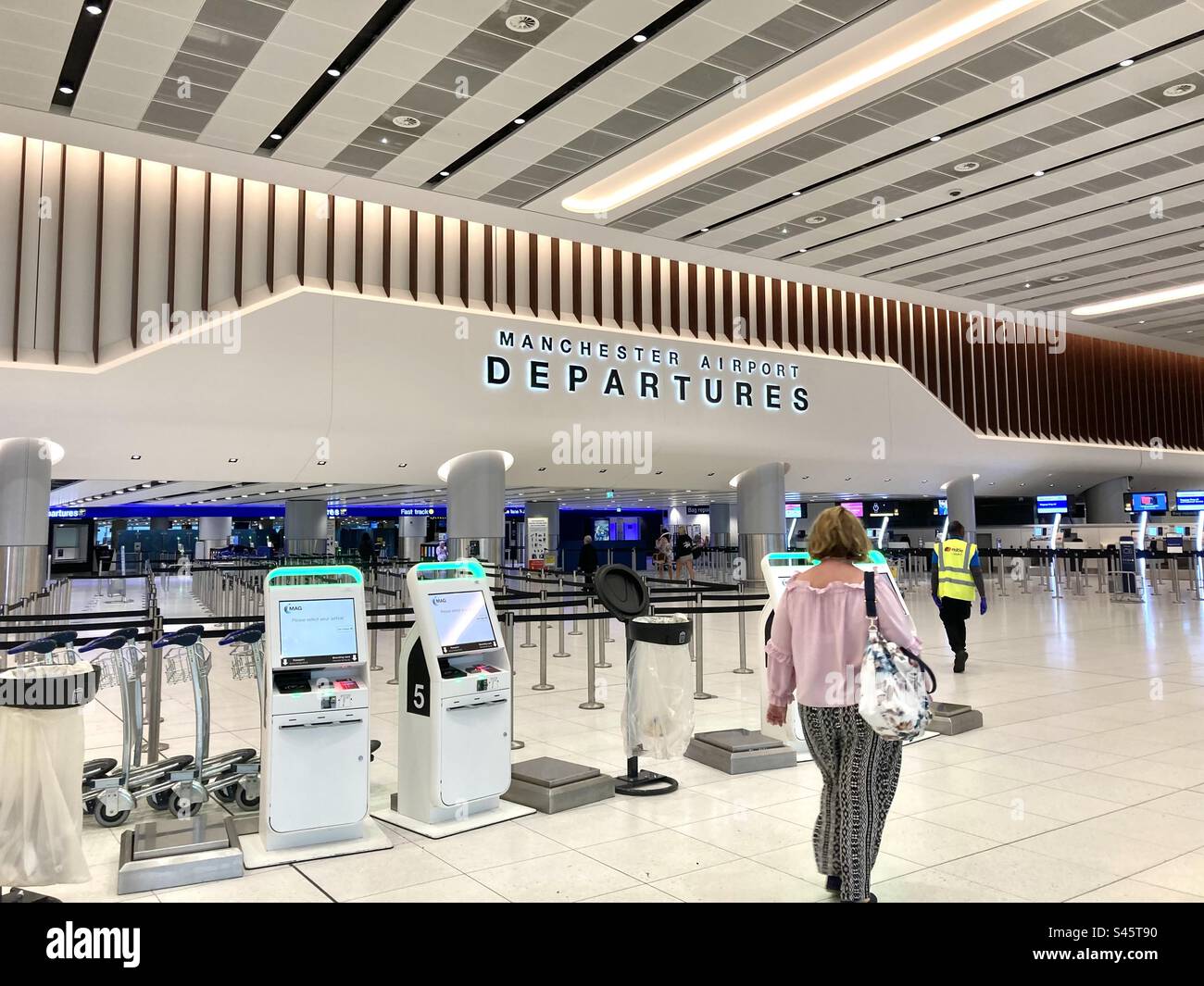 Abflüge vom Flughafen Manchester Stockfoto