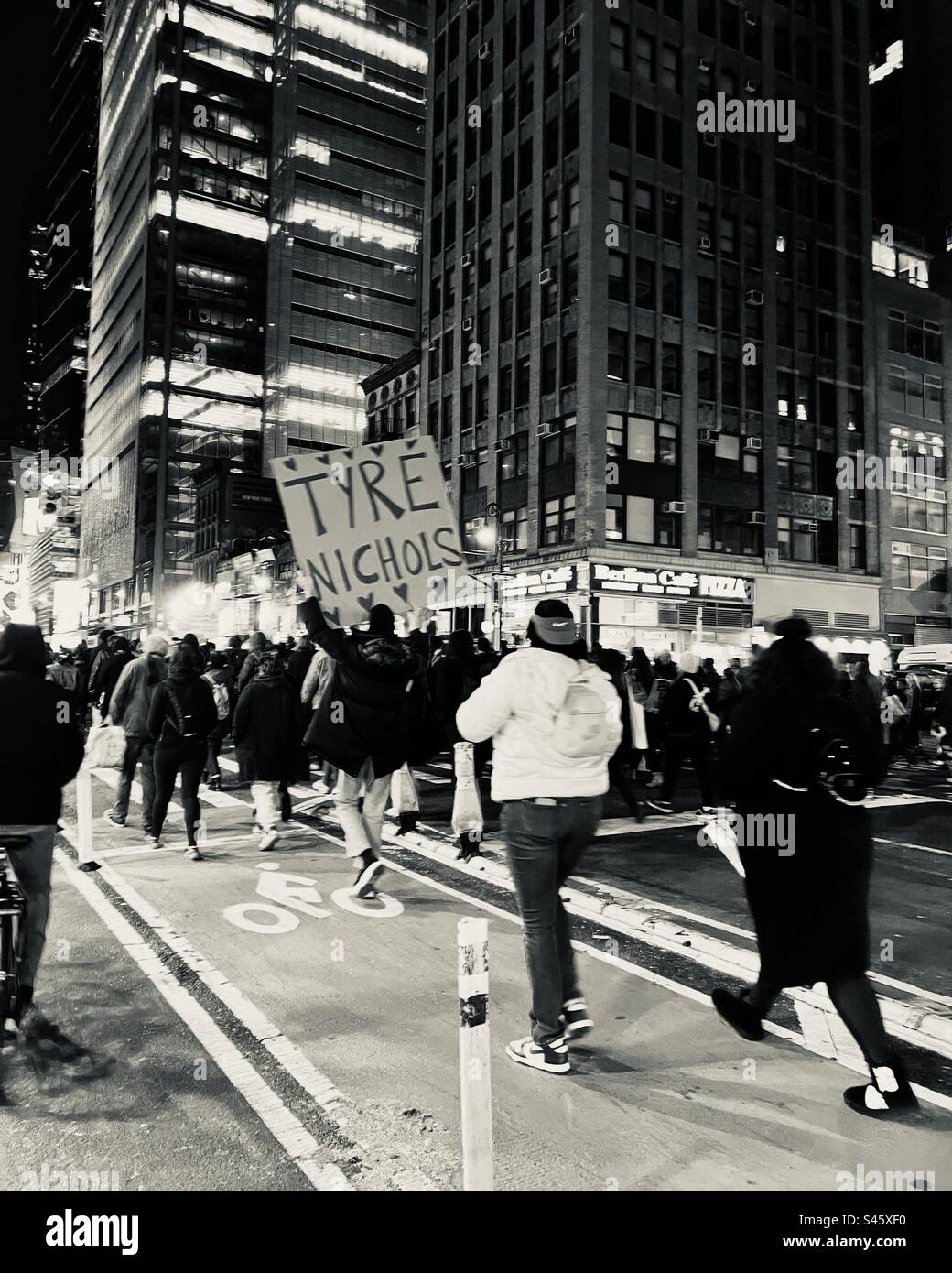 Tyre Nichols friedlicher Protest auf dem Times Square Stockfoto