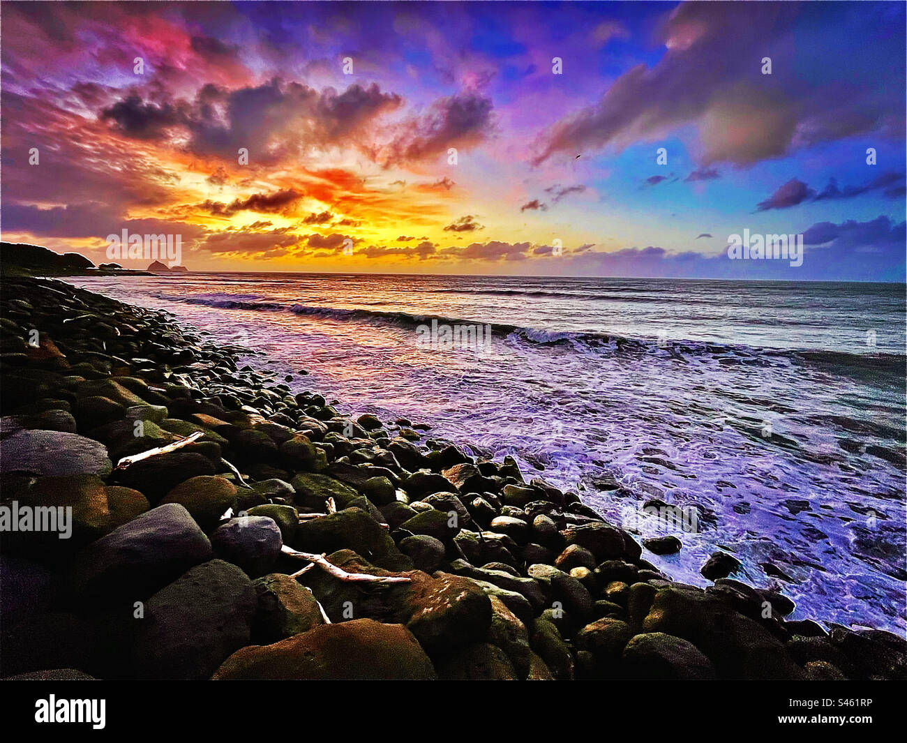 Winteruntergang New Plymouth Stockfoto