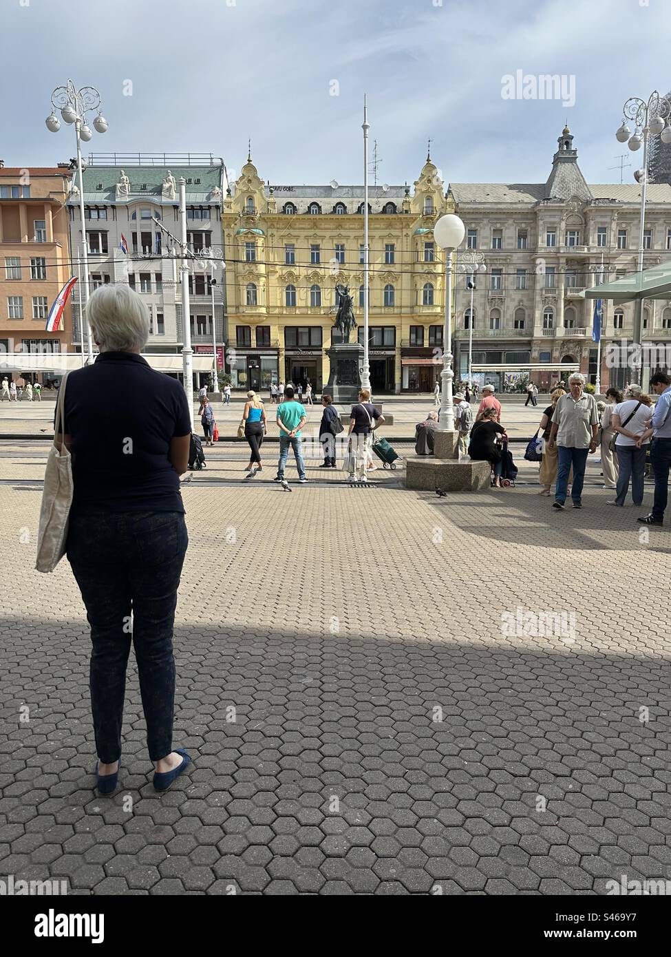 Trg bana Josipa Jelačića in Zagreb Stockfoto