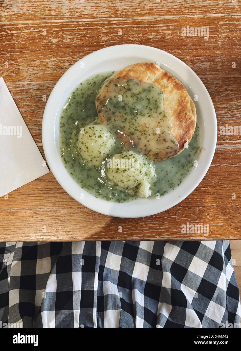 Pie, Mash und Liquor von Goddards in Greenwich, London Stockfoto