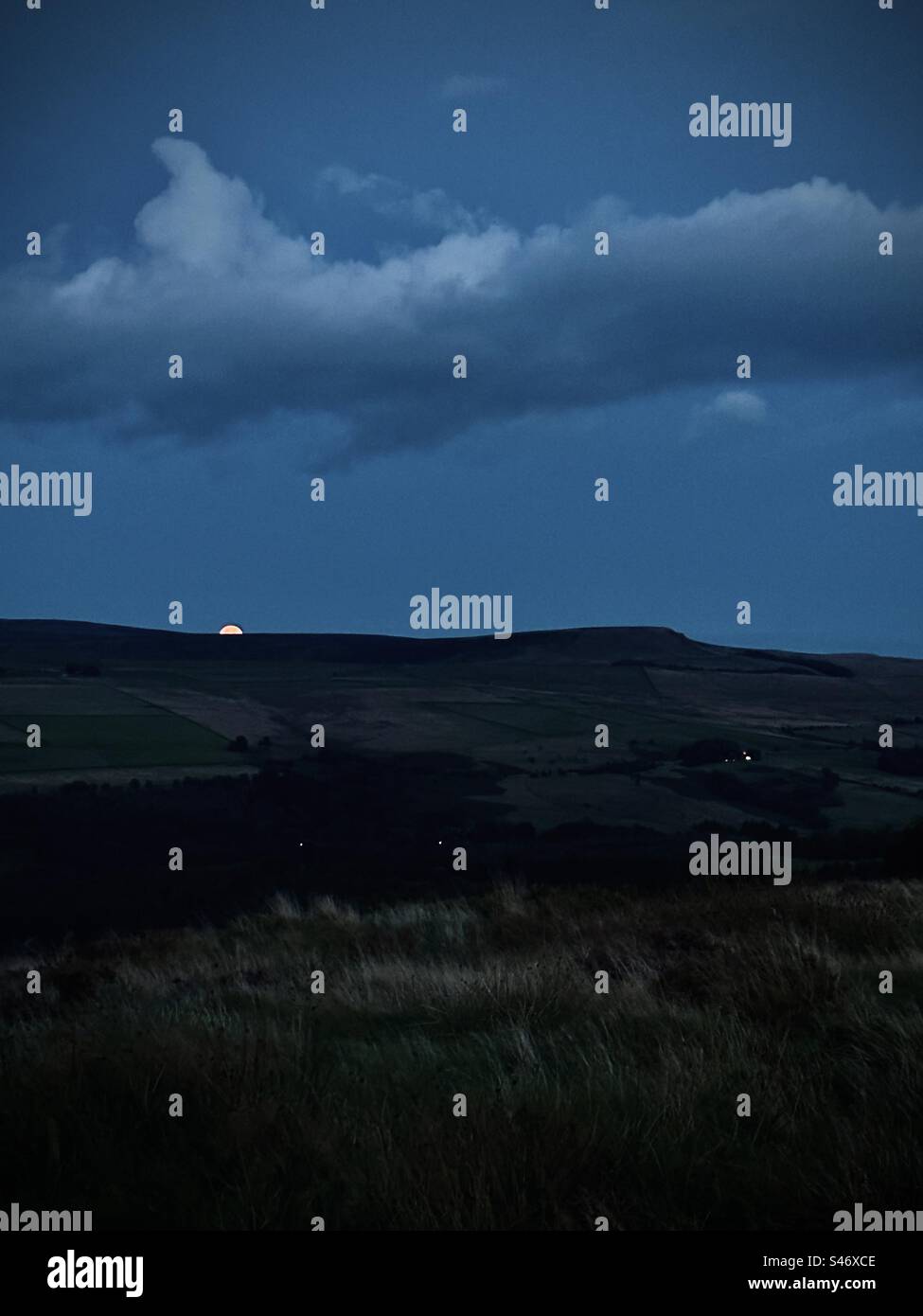 Super Moon Rising, Peak District Stockfoto