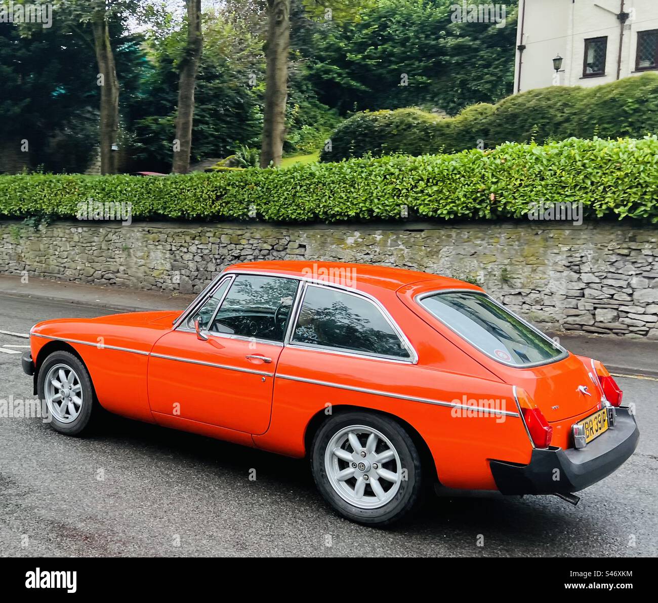 1975 MGB GT - Matlock Bath Derbyshire UK - Smartphone-aufgenommenes Stockfoto