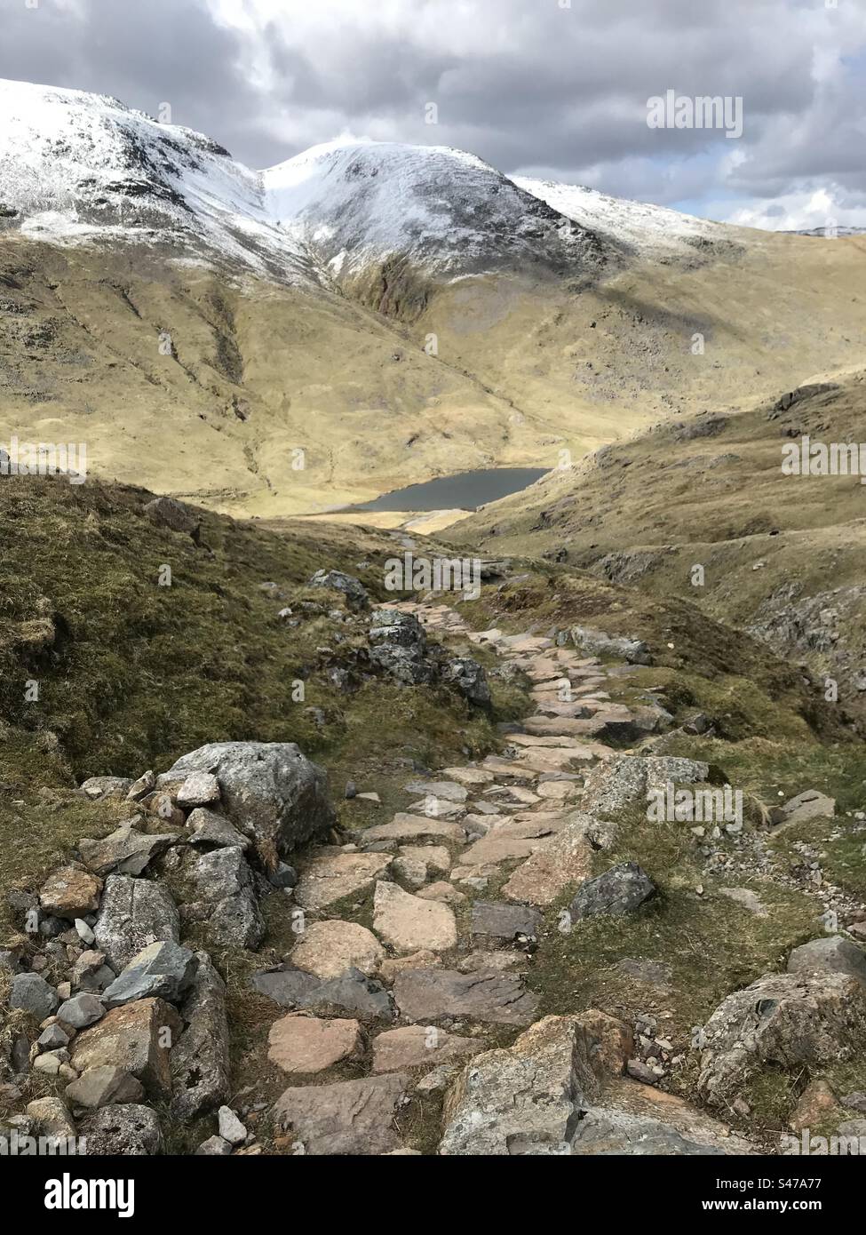 Pfad von Scafell Pike, Lake District - Smartphone-aufgenommenes Stockfoto