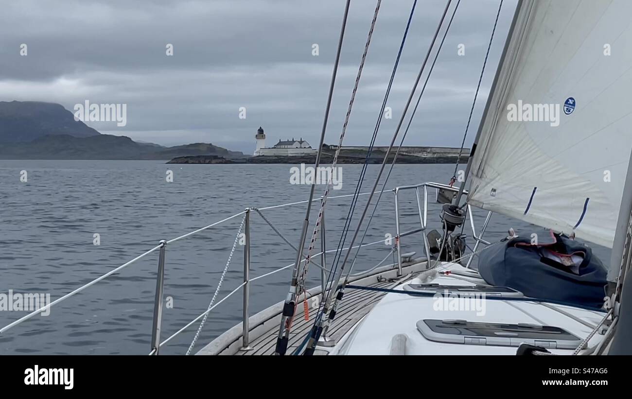 Segeln in Schottland - Smartphone-aufgenommenes Stockfoto