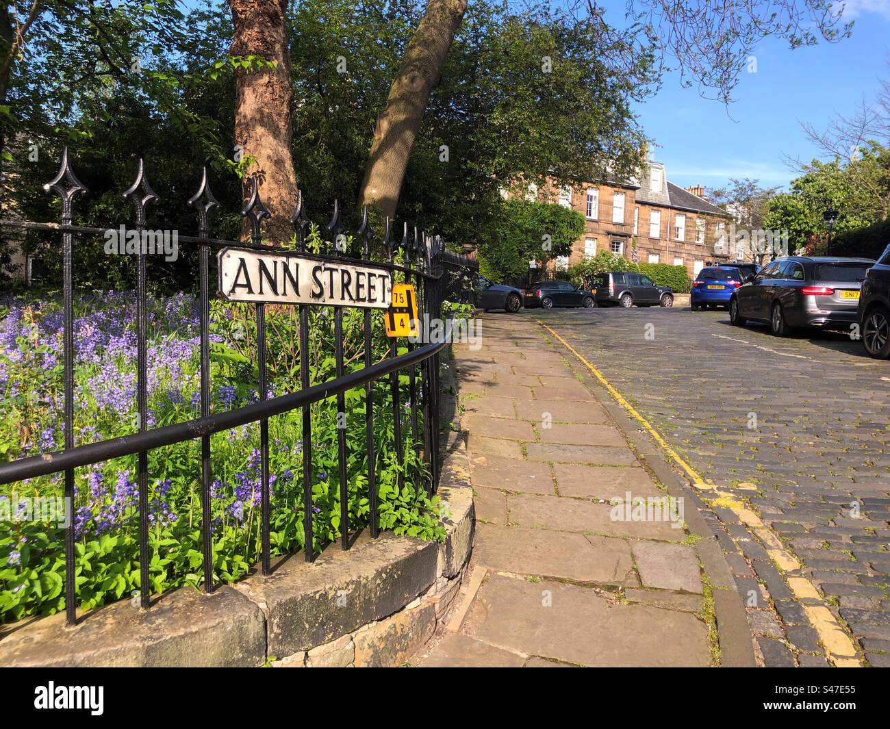 Ann Street, des res in Stockbridge, Edinburgh - Smartphone-aufgenommenes Stockfoto