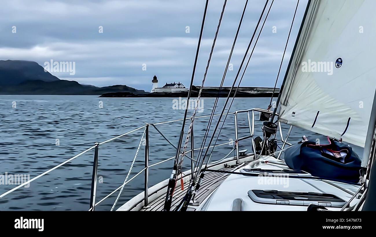 Segeln in Schottland - Smartphone-aufgenommenes Stockfoto