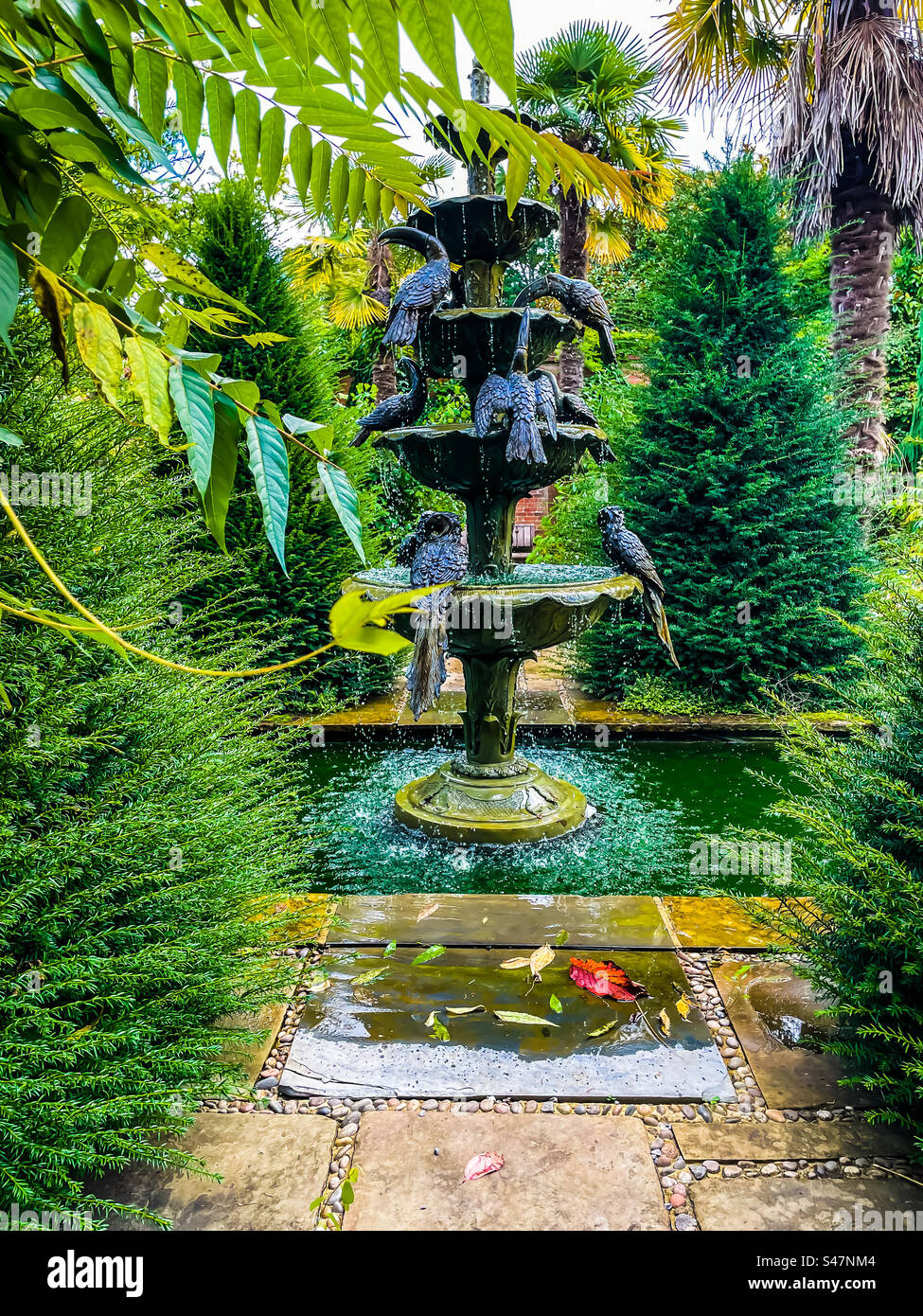 Wasserbrunnen, Wisley Garden - Smartphone-aufgenommenes Stockfoto