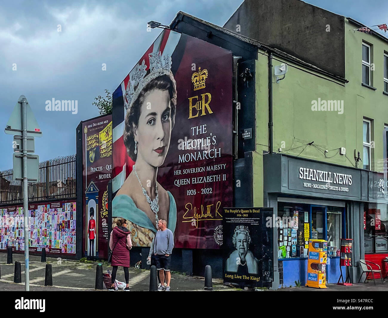 Shankill Road Queen Elizabeth Wandgemälde, Belfast Stockfoto