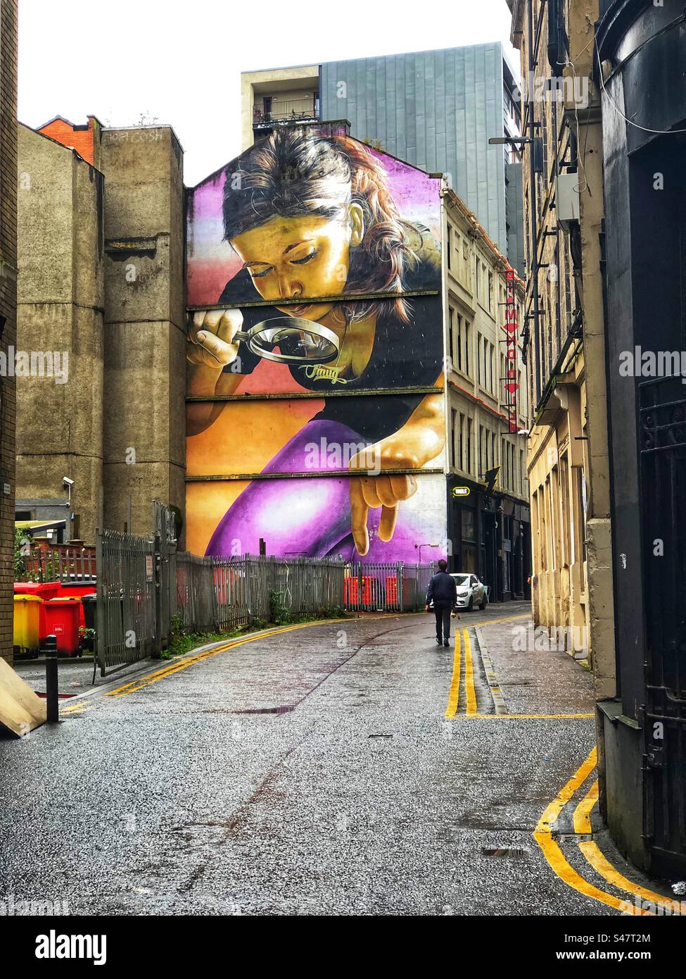 Wandgemälde, Mitchell Street, Glasgow Stadtzentrum, Schottland - Smartphone-aufgenommenes Stockfoto