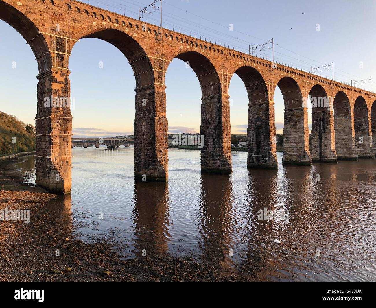 Viadukt der Victorian Railway über den Fluss Tweed, Berwick upon Tweed Stockfoto