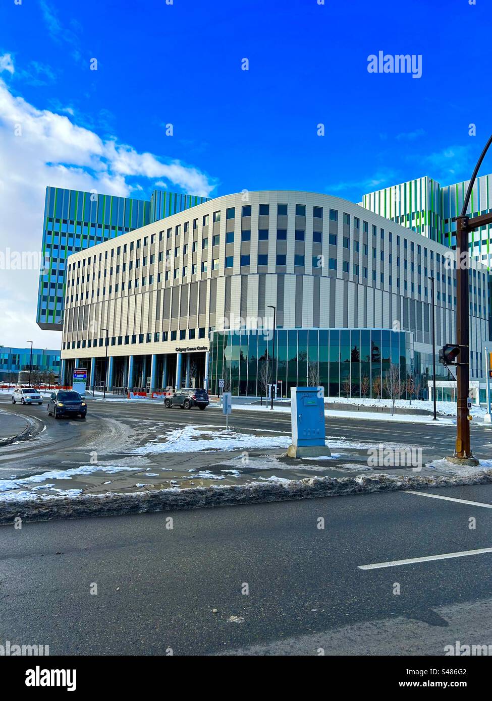 Neues Krebszentrum, Calgary, Alberta, Kanada - Smartphone-aufgenommenes Stockfoto