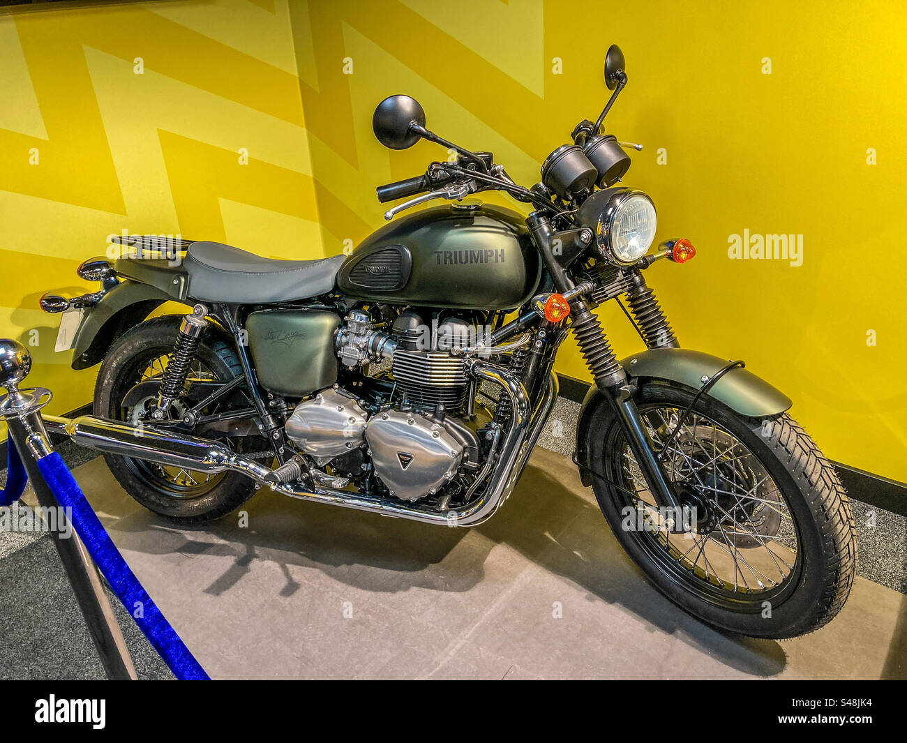 Triumph TR6 Trophy Motorcycle die gleiche wie der Schauspieler Steve McQueen in dem Film „The Great Escape“ Stockfoto