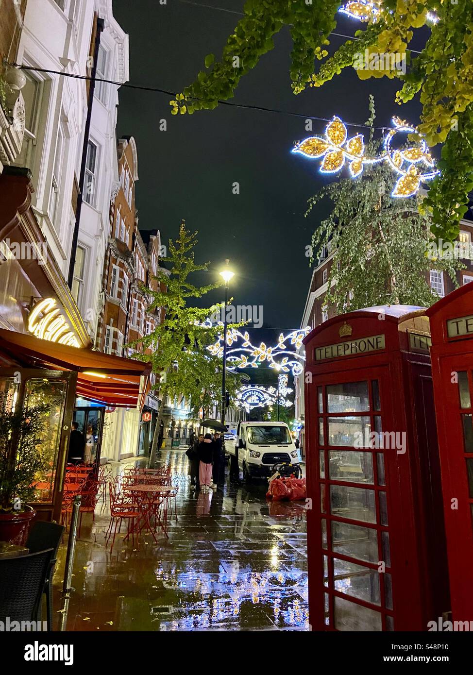 Marylebone High Street, London zur Weihnachtszeit! Stockfoto