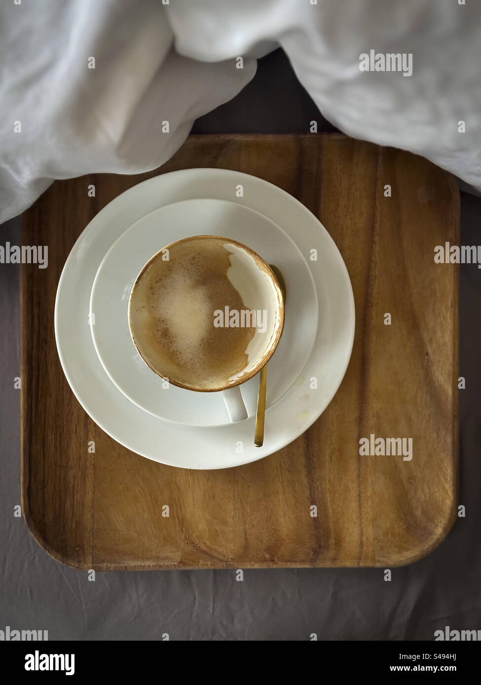 Frühstück im Bett: Phillip Roberts - Smartphone-aufgenommenes Stockfoto
