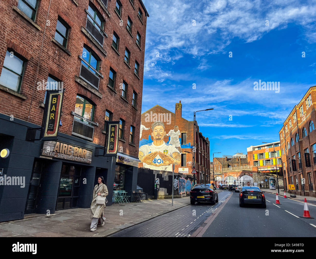 Rufen Sie Lane im Stadtzentrum von Leeds an - Smartphone-aufgenommenes Stockfoto